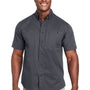 Harriton Mens Advantage Wrinkle Resistant Short Sleeve Button Down Shirt w/ Double Pockets - Dark Charcoal Grey - Closeout