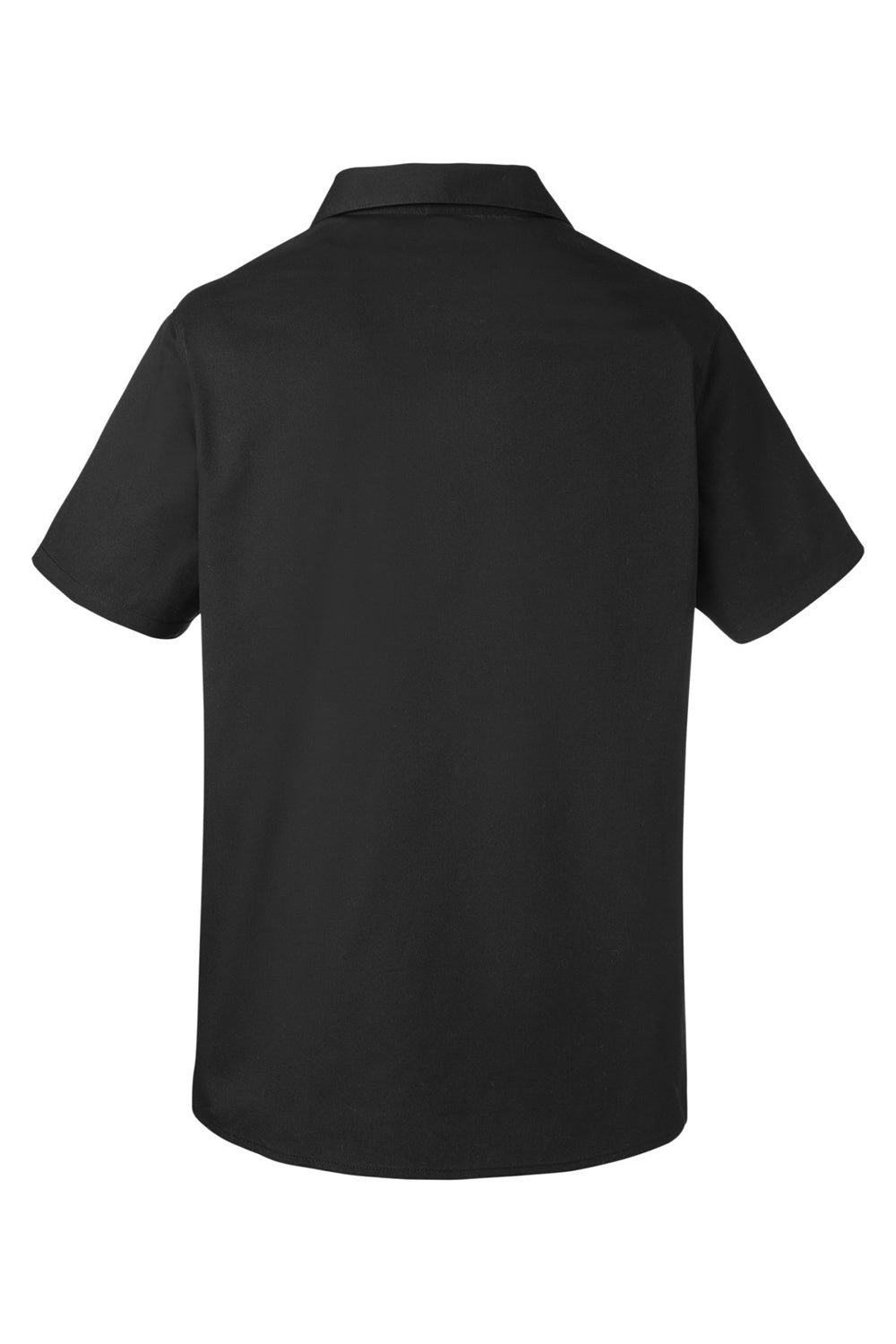 Harriton M585W Womens Advantage Wrinkle Resistant Short Sleeve Button Down Shirt w/ Double Pockets Black Flat Back