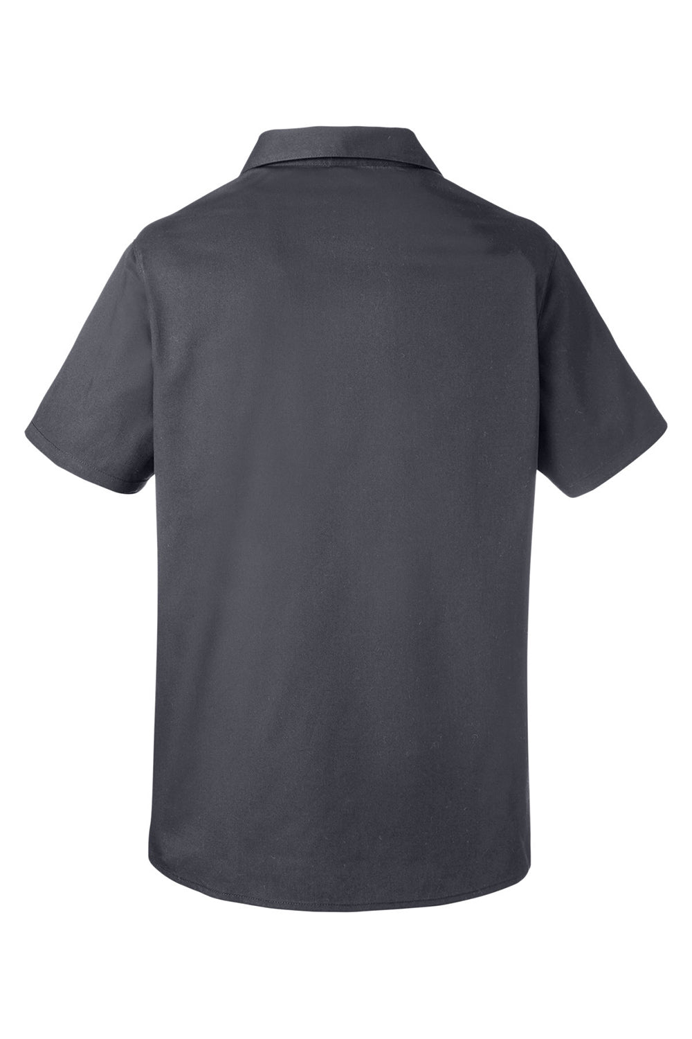 Harriton M585W Womens Advantage Wrinkle Resistant Short Sleeve Button Down Shirt w/ Double Pockets Dark Charcoal Grey Flat Back