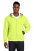 Harriton M711/M711T Mens Climabloc Water Resistant Full Zip Hooded Sweatshirt Hoodie w/ Pockets Safety Yellow Model Front