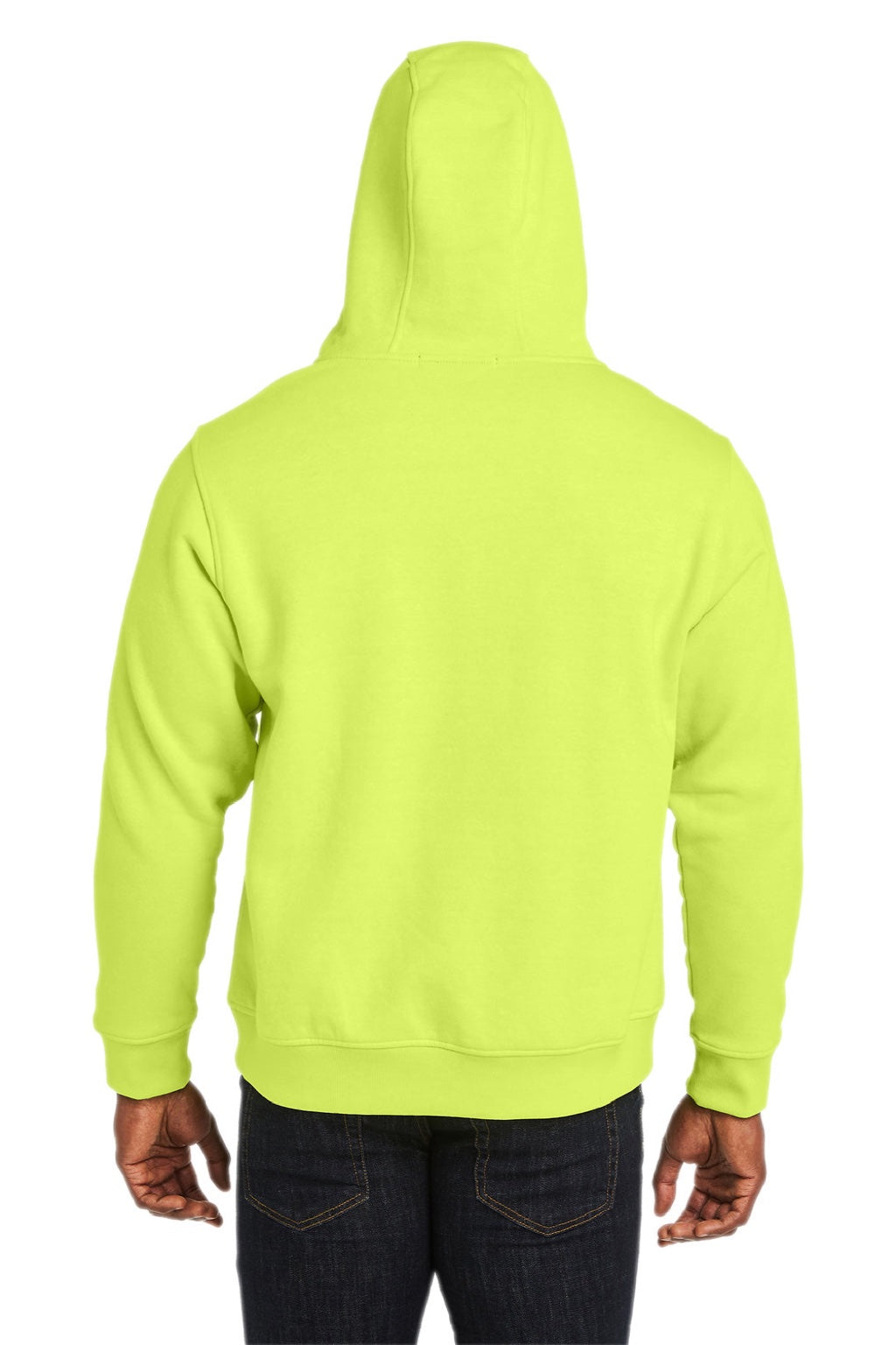 Harriton M711/M711T Mens Climabloc Water Resistant Full Zip Hooded Sweatshirt Hoodie w/ Pockets Safety Yellow Model Back