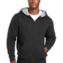 Harriton Mens Climabloc Water Resistant Full Zip Hooded Sweatshirt Hoodie w/ Pockets - Black