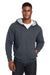Harriton M711/M711T Mens Climabloc Water Resistant Full Zip Hooded Sweatshirt Hoodie w/ Pockets Dark Charcoal Grey Model Front