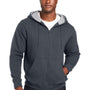 Harriton Mens Climabloc Water Resistant Full Zip Hooded Sweatshirt Hoodie w/ Pockets - Dark Charcoal Grey