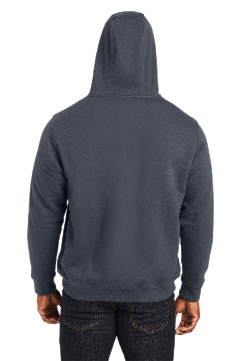 Harriton M711/M711T Mens Climabloc Water Resistant Full Zip Hooded Sweatshirt Hoodie w/ Pockets Dark Charcoal Grey Model Back