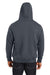 Harriton M711/M711T Mens Climabloc Water Resistant Full Zip Hooded Sweatshirt Hoodie w/ Pockets Dark Charcoal Grey Model Back