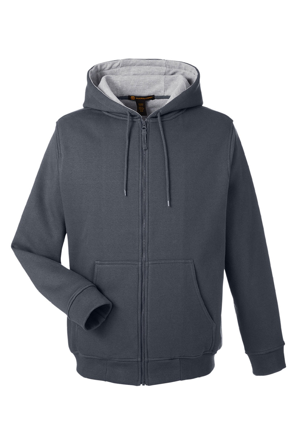Harriton M711/M711T Mens Climabloc Water Resistant Full Zip Hooded Sweatshirt Hoodie w/ Pockets Dark Charcoal Grey Flat Front