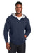 Harriton M711/M711T Mens Climabloc Water Resistant Full Zip Hooded Sweatshirt Hoodie w/ Pockets Dark Navy Blue Model Front