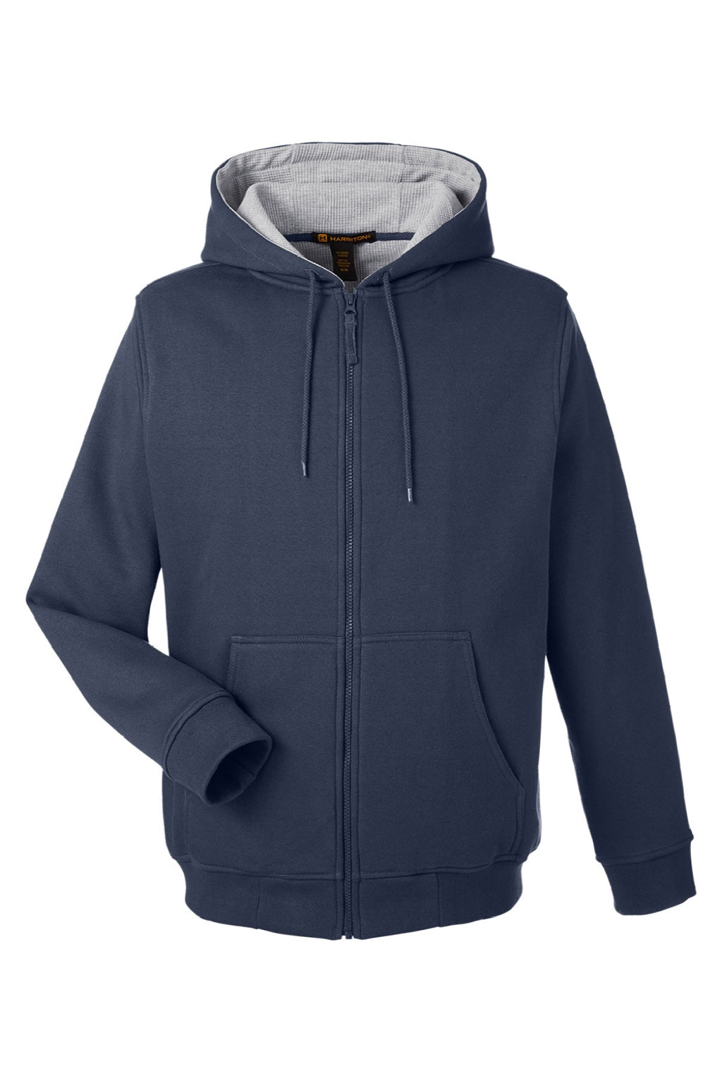 Harriton M711/M711T Mens Climabloc Water Resistant Full Zip Hooded Sweatshirt Hoodie w/ Pockets Dark Navy Blue Flat Front