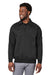 Harriton M712 Mens Climabloc Water Resistant 1/4 Zip Sweatshirt w/ Pocket Black Model Front