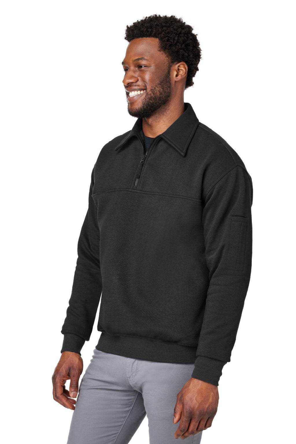 Harriton M712 Mens Climabloc Water Resistant 1/4 Zip Sweatshirt w/ Pocket Black Model 3q