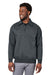 Harriton M712 Mens Climabloc Water Resistant 1/4 Zip Sweatshirt w/ Pocket Dark Charcoal Grey Model Front