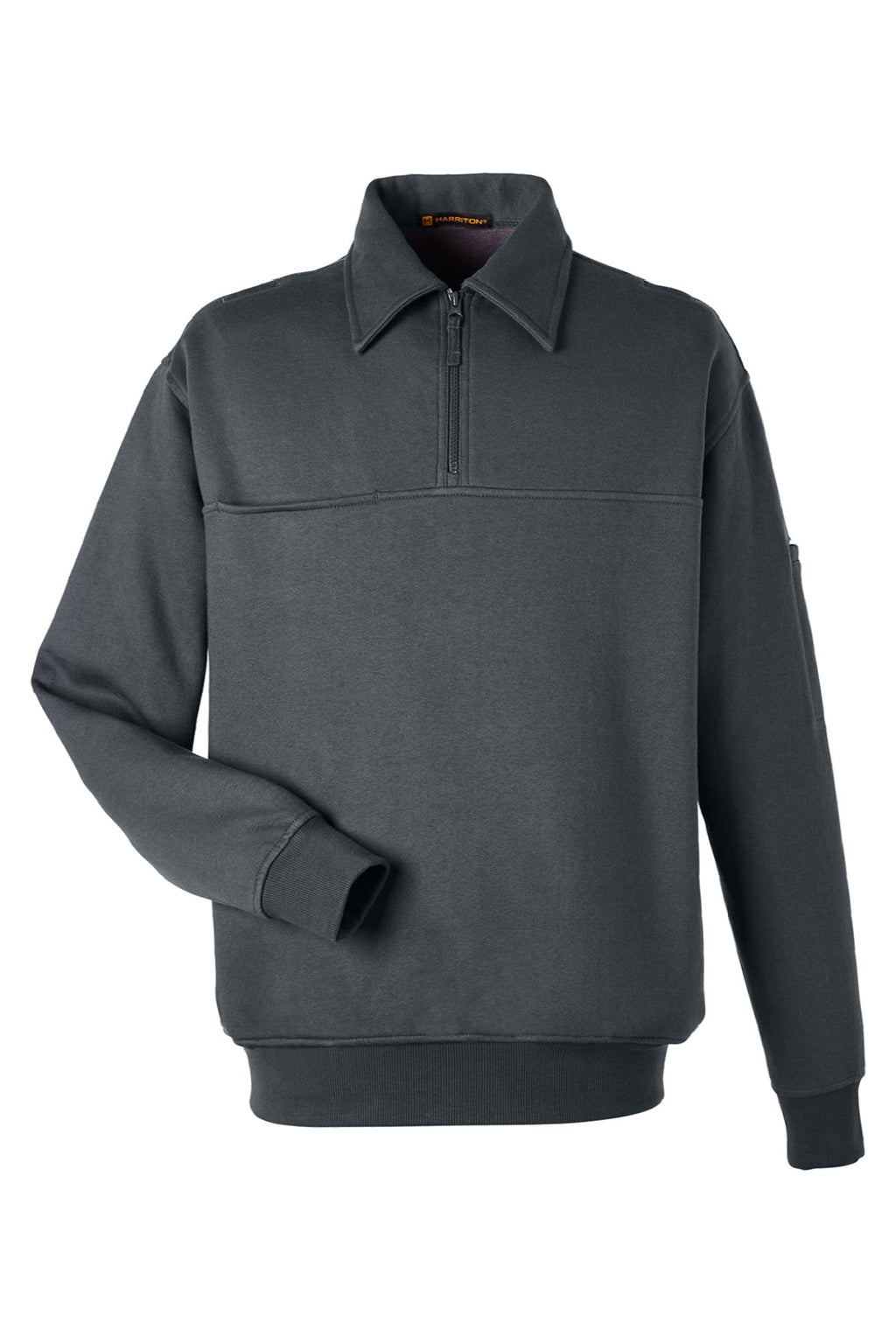 Harriton M712 Mens Climabloc Water Resistant 1/4 Zip Sweatshirt w/ Pocket Dark Charcoal Grey Flat Front