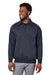 Harriton M712 Mens Climabloc Water Resistant 1/4 Zip Sweatshirt w/ Pocket Dark Navy Blue Model Front