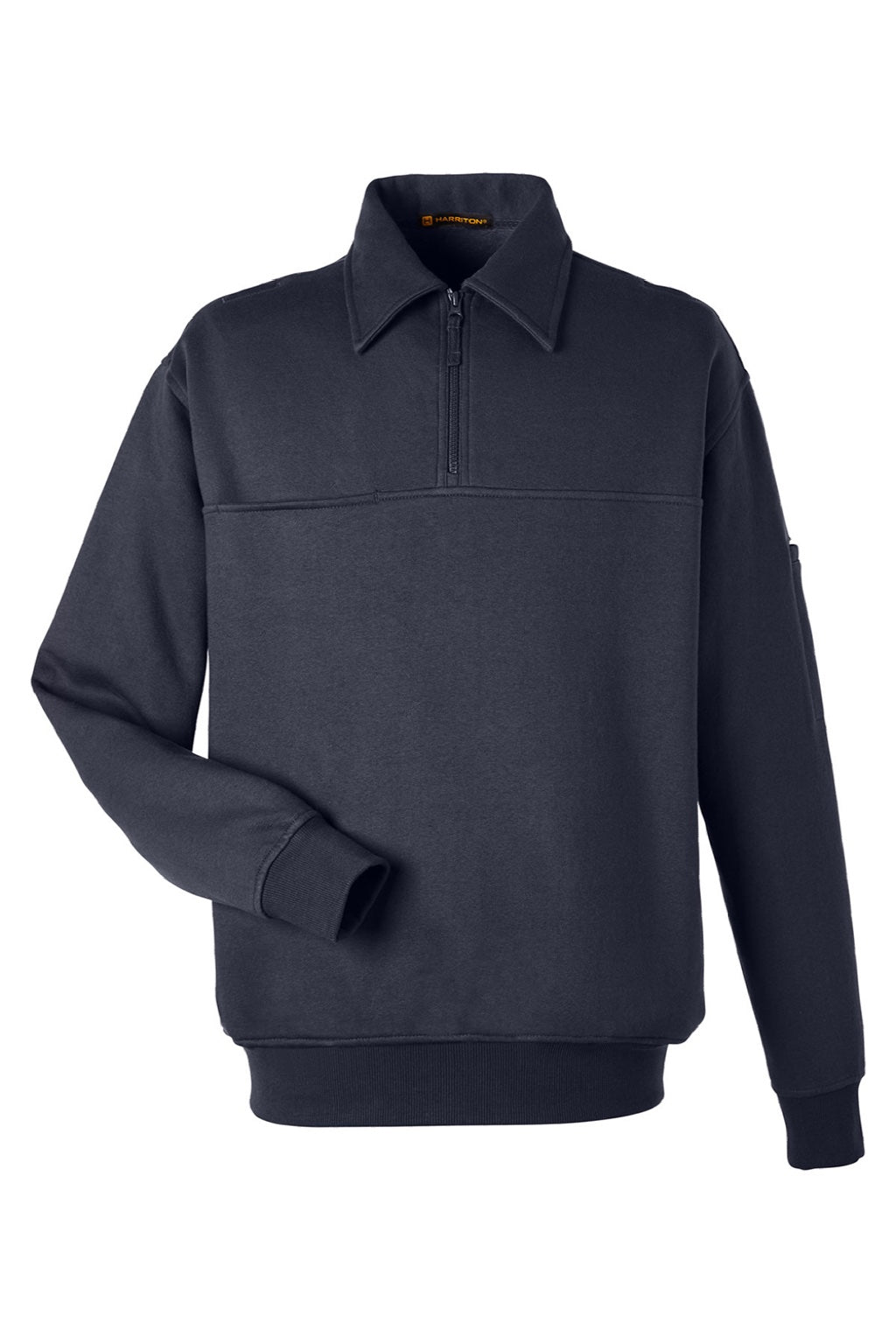 Harriton M712 Mens Climabloc Water Resistant 1/4 Zip Sweatshirt w/ Pocket Dark Navy Blue Flat Front