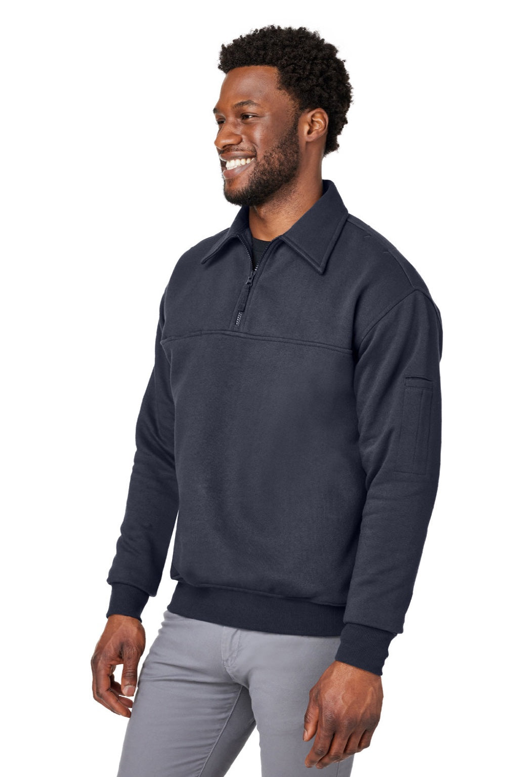 Harriton M712 Mens Climabloc Water Resistant 1/4 Zip Sweatshirt w/ Pocket Dark Navy Blue Model 3q
