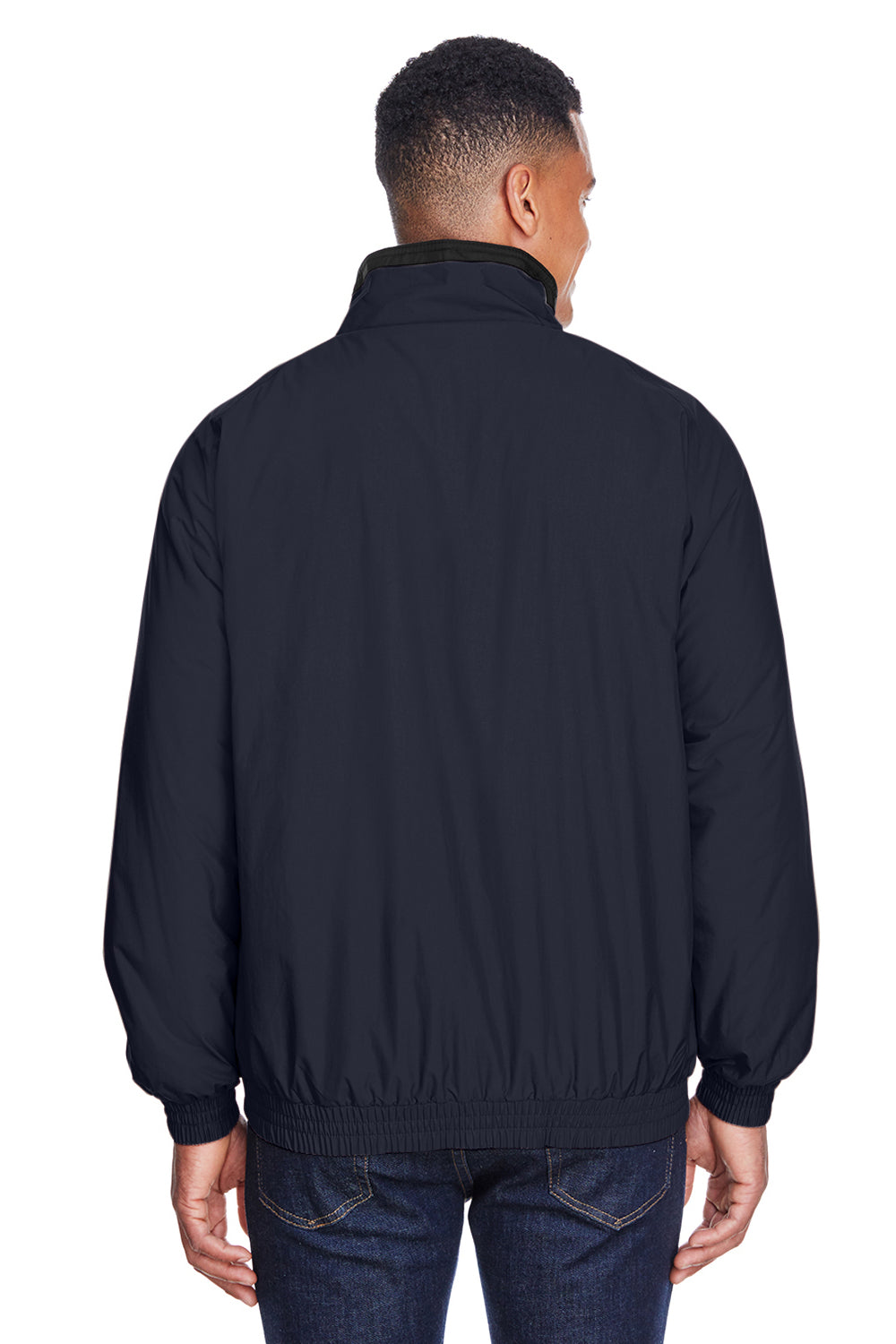 Harriton M740 Mens Wind & Water Resistant Full Zip Jacket Navy Blue Model Back