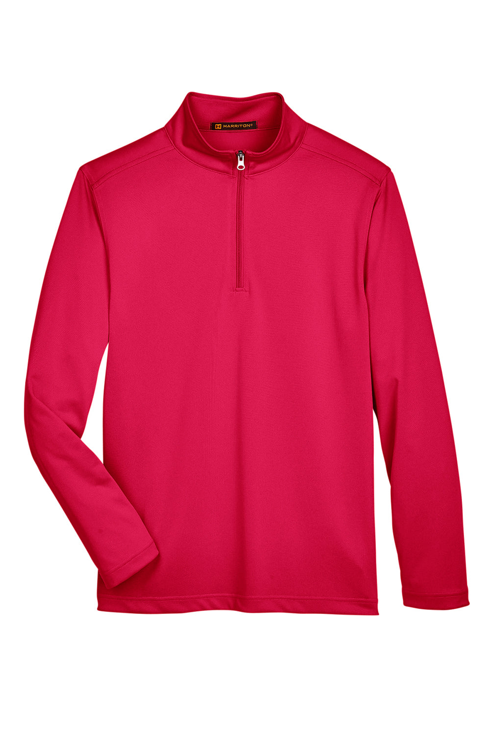 Harriton M748 Mens Advantage Performance Moisture Wicking 1/4 Zip Sweatshirt Red Flat Front