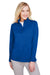 Harriton M748W Womens Advantage Performance Moisture Wicking 1/4 Zip Sweatshirt True Royal Blue Model Front