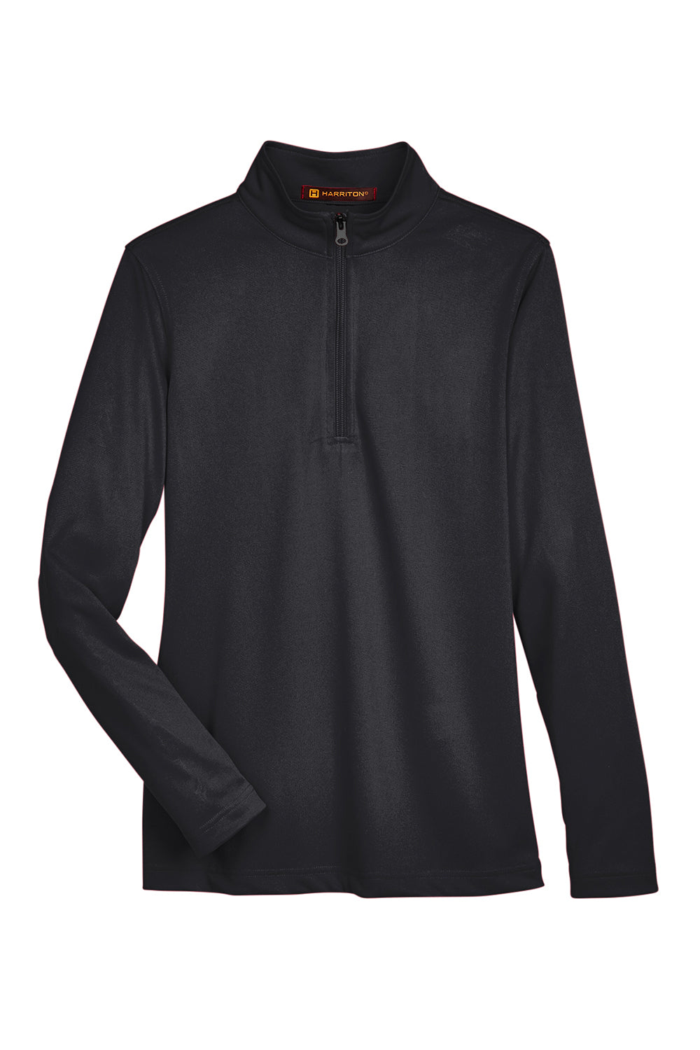 Harriton M748W Womens Advantage Performance Moisture Wicking 1/4 Zip Sweatshirt Black Flat Front