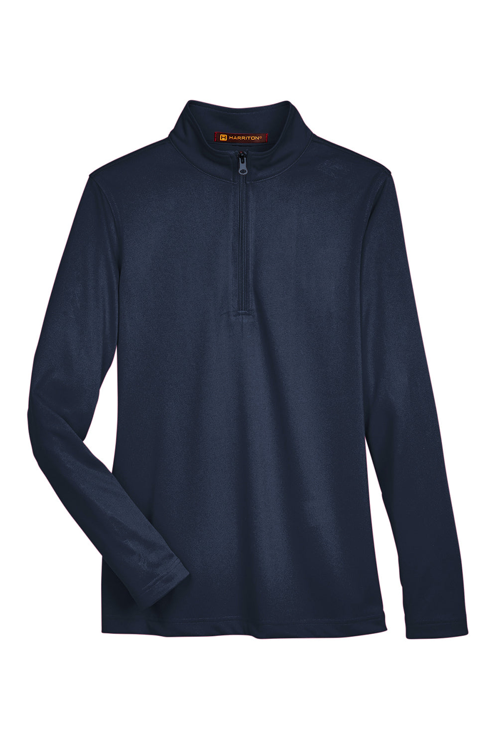 Harriton M748W Womens Advantage Performance Moisture Wicking 1/4 Zip Sweatshirt Dark Navy Blue Flat Front