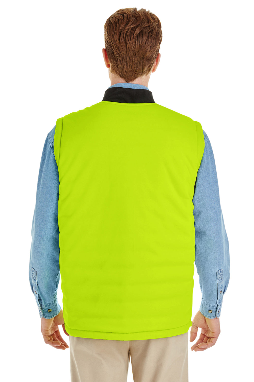 Harriton M776 Mens Dockside Reversible Water Resistant Full Zip Vest Black/Safety Yellow Model Back