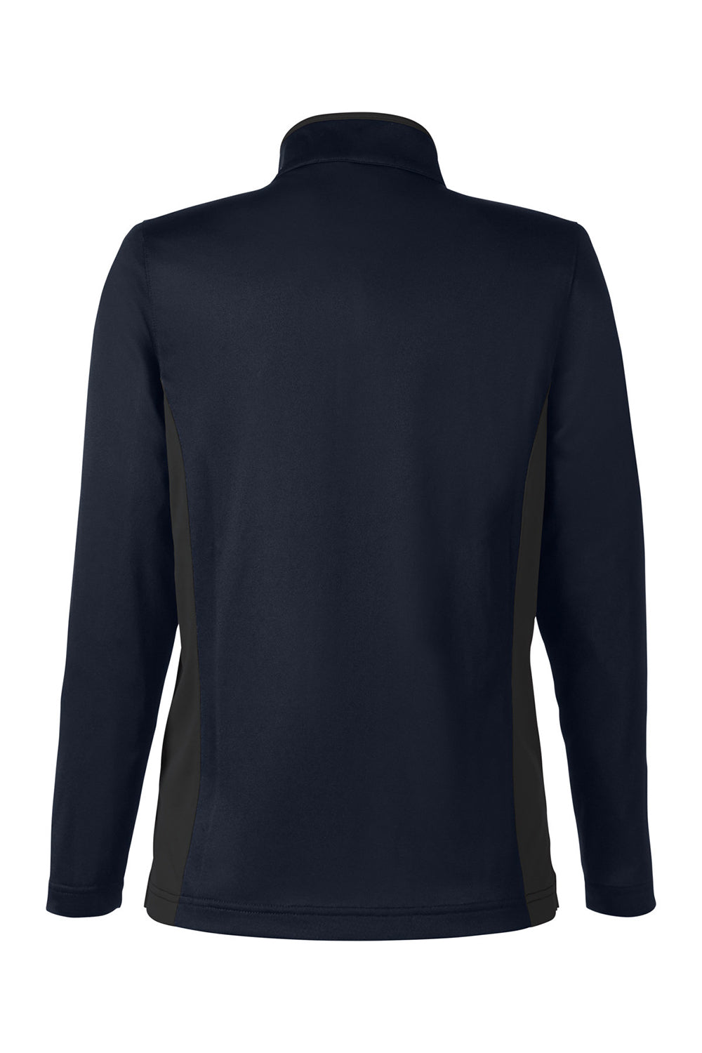 Harriton M786W Womens Flash Performance Moisture Wicking Colorblock 1/4 Zip Sweatshirt Dark Navy Blue/Dark Charcoal Grey Flat Back