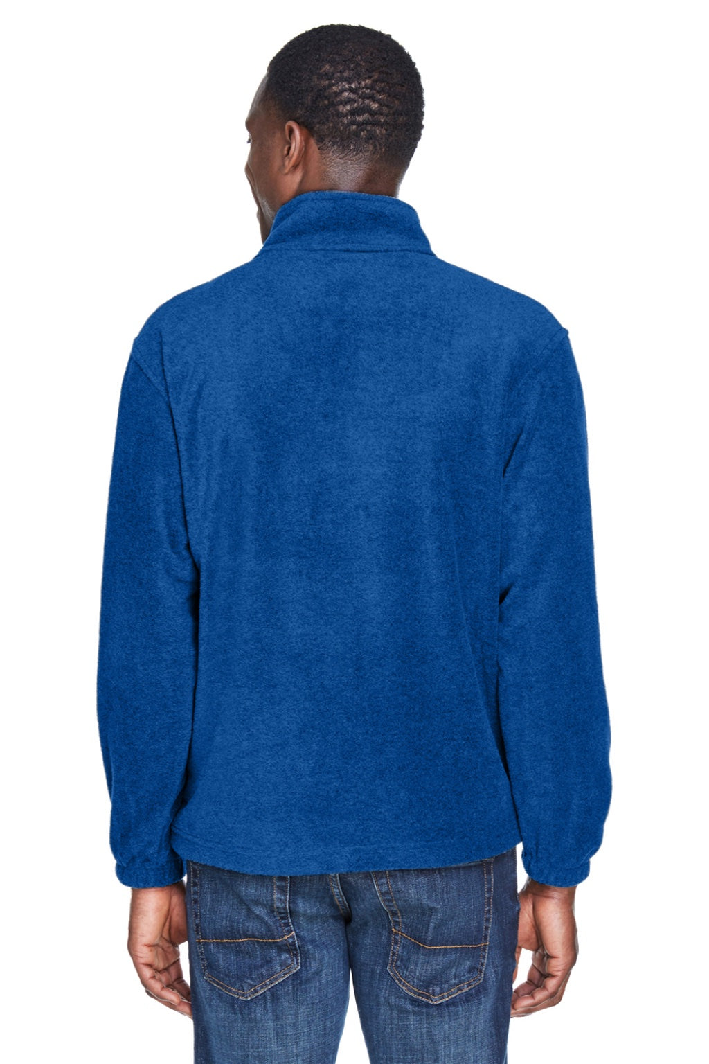 Harriton M980 Mens Pill Resistant Fleece 1/4 Zip Sweatshirt w/ Pockets True Royal Blue Model Back