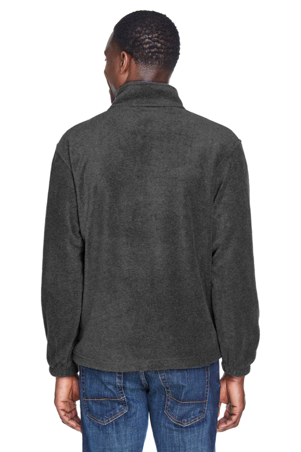 Harriton M980 Mens Pill Resistant Fleece 1/4 Zip Sweatshirt w/ Pockets Charcoal Grey Model Back