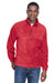 Harriton M980 Mens Pill Resistant Fleece 1/4 Zip Sweatshirt w/ Pockets Red Model Front