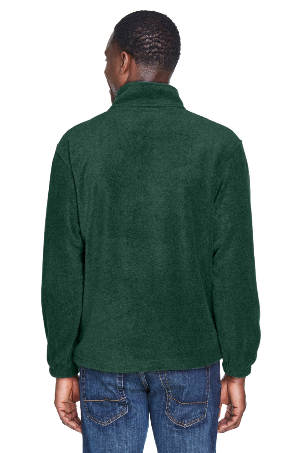 Harriton M980 Mens Pill Resistant Fleece 1/4 Zip Sweatshirt w/ Pockets Hunter Green Model Back