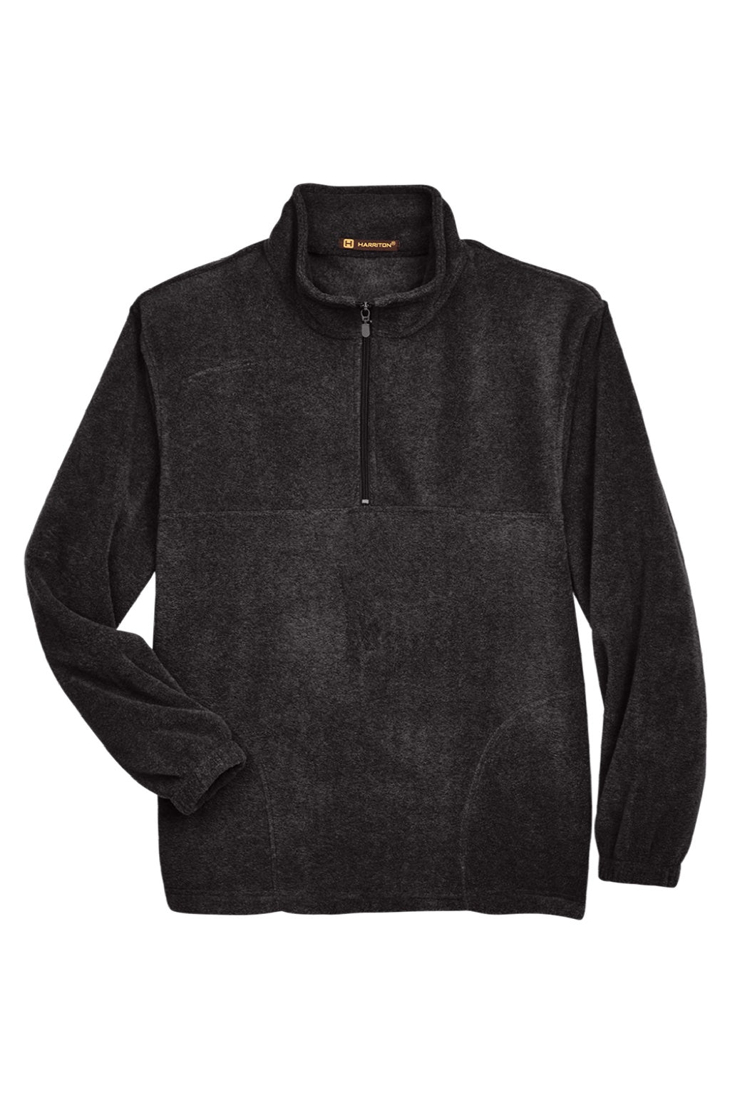 Harriton M980 Mens Pill Resistant Fleece 1/4 Zip Sweatshirt w/ Pockets Black Flat Front