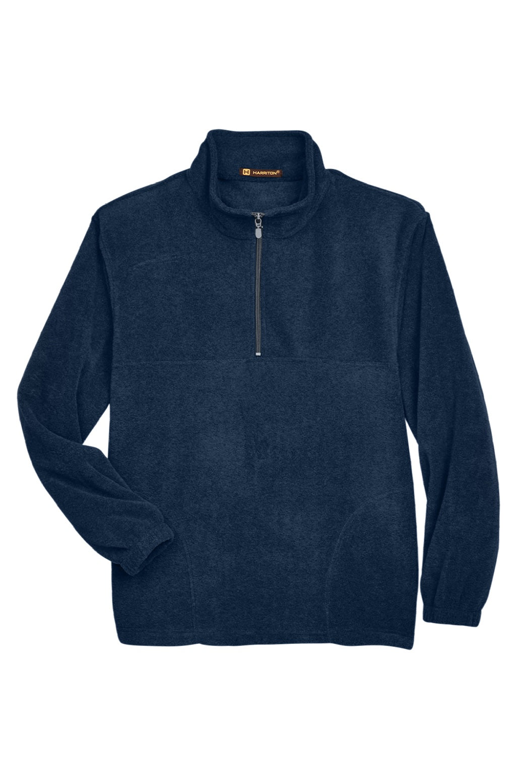 Harriton M980 Mens Pill Resistant Fleece 1/4 Zip Sweatshirt w/ Pockets Navy Blue Flat Front