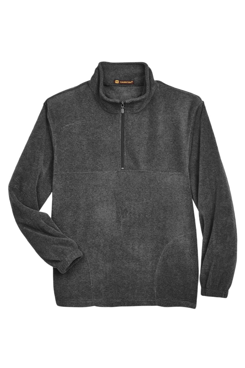 Harriton M980 Mens Pill Resistant Fleece 1/4 Zip Sweatshirt w/ Pockets Charcoal Grey Flat Front