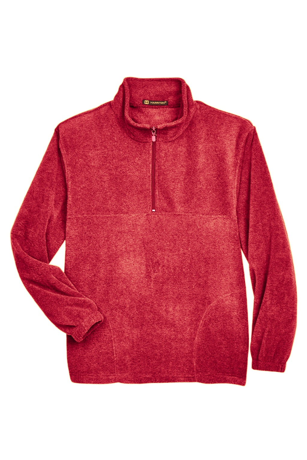 Harriton M980 Mens Pill Resistant Fleece 1/4 Zip Sweatshirt w/ Pockets Red Flat Front