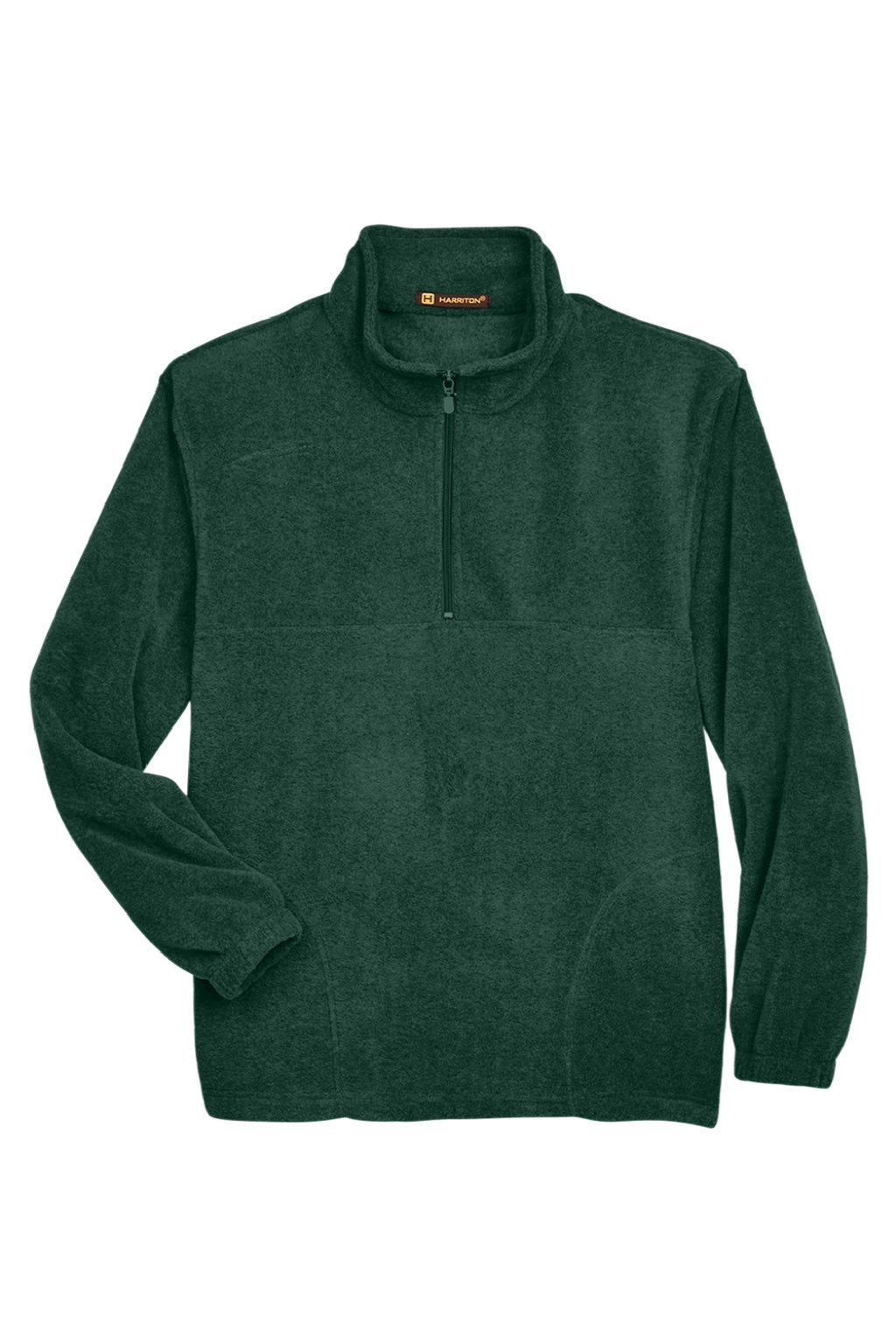 Harriton M980 Mens Pill Resistant Fleece 1/4 Zip Sweatshirt w/ Pockets Hunter Green Flat Front