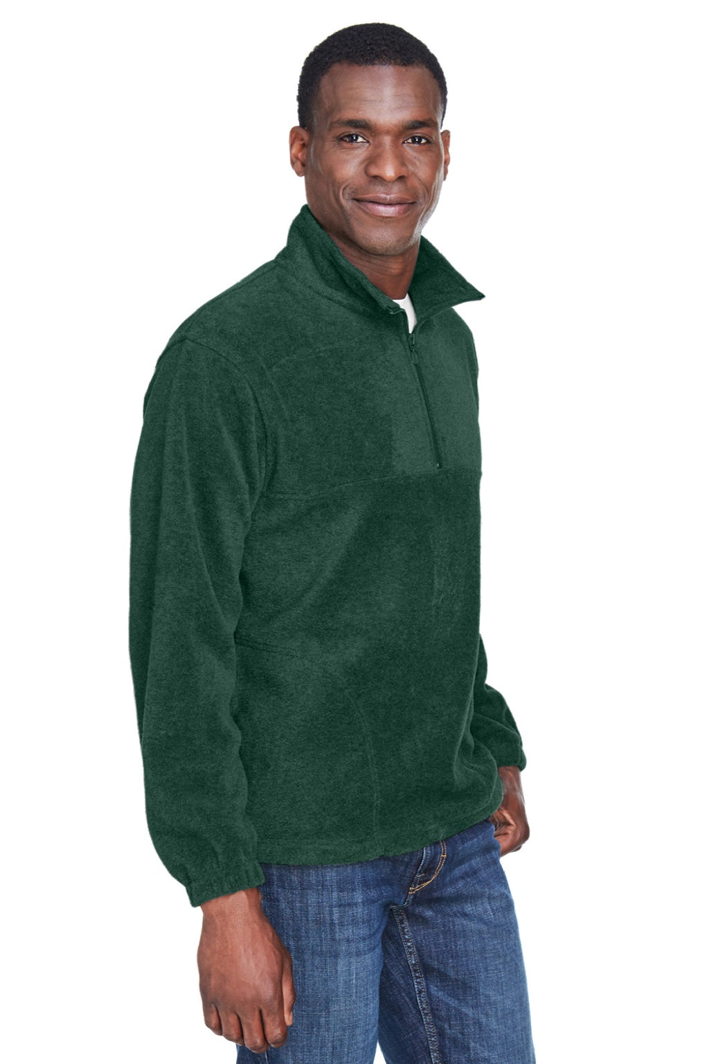 Harriton M980 Mens Pill Resistant Fleece 1/4 Zip Sweatshirt w/ Pockets Hunter Green Model 3q