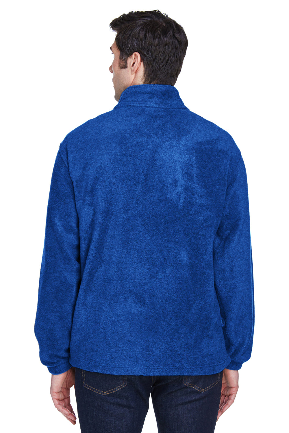 Harriton M990/M990T Mens Pill Resistant Fleece Full Zip Jacket True Royal Blue Model Back