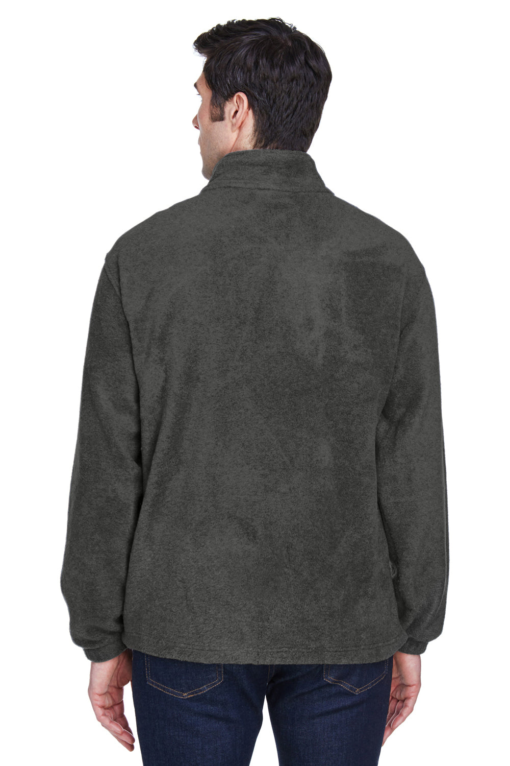Harriton M990/M990T Mens Pill Resistant Fleece Full Zip Jacket Charcoal Grey Model Back