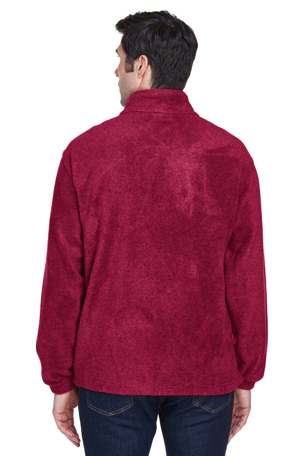 Harriton M990/M990T Mens Pill Resistant Fleece Full Zip Jacket Wine Model Back