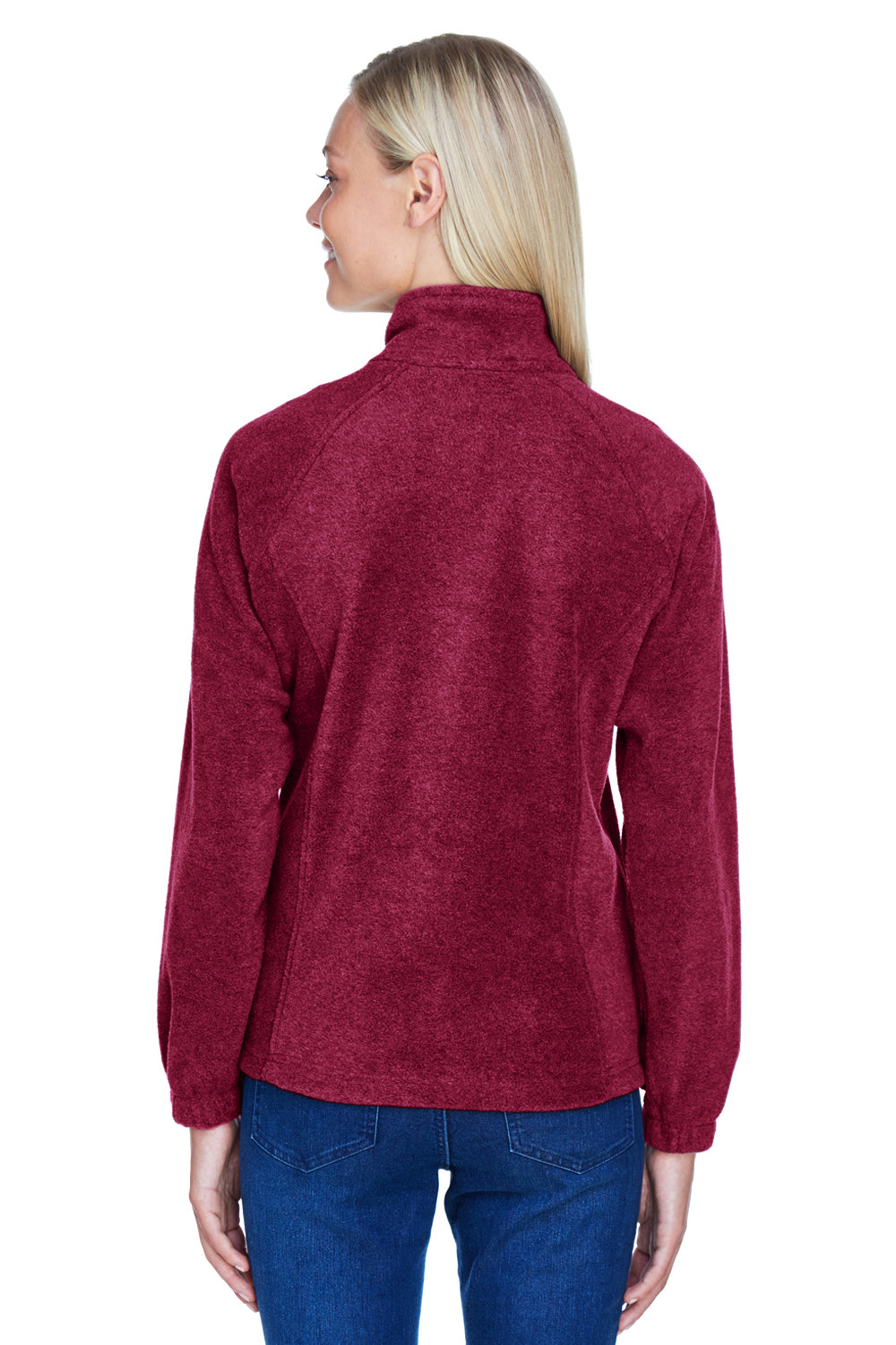 Harriton M990W Womens Pill Resistant Fleece Full Zip Jacket Wine Model Back