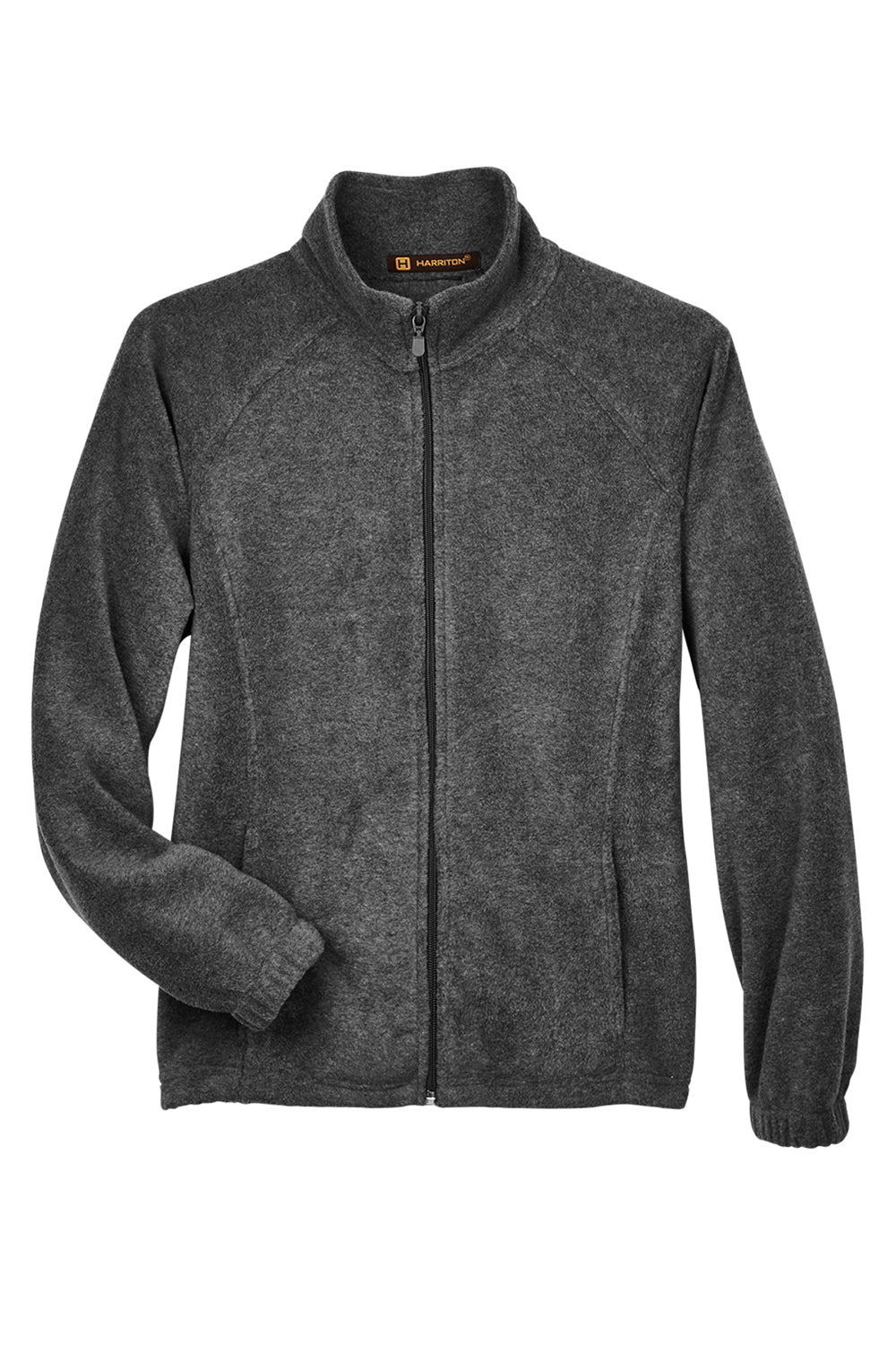 Harriton M990W Womens Pill Resistant Fleece Full Zip Jacket Charcoal Grey Flat Front
