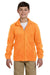 Harriton M990Y Youth Pill Resistant Fleece Full Zip Jacket Safety Orange Model Front