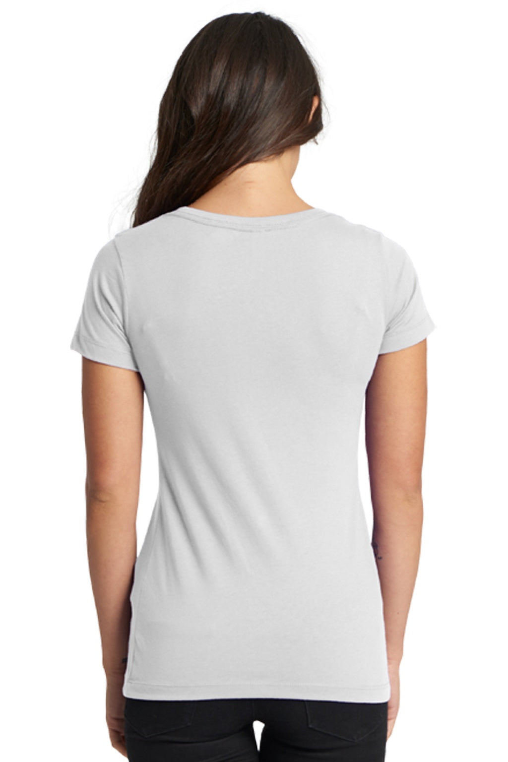 Next Level 1510 Womens Ideal Jersey Short Sleeve Crewneck T-Shirt White Model Back