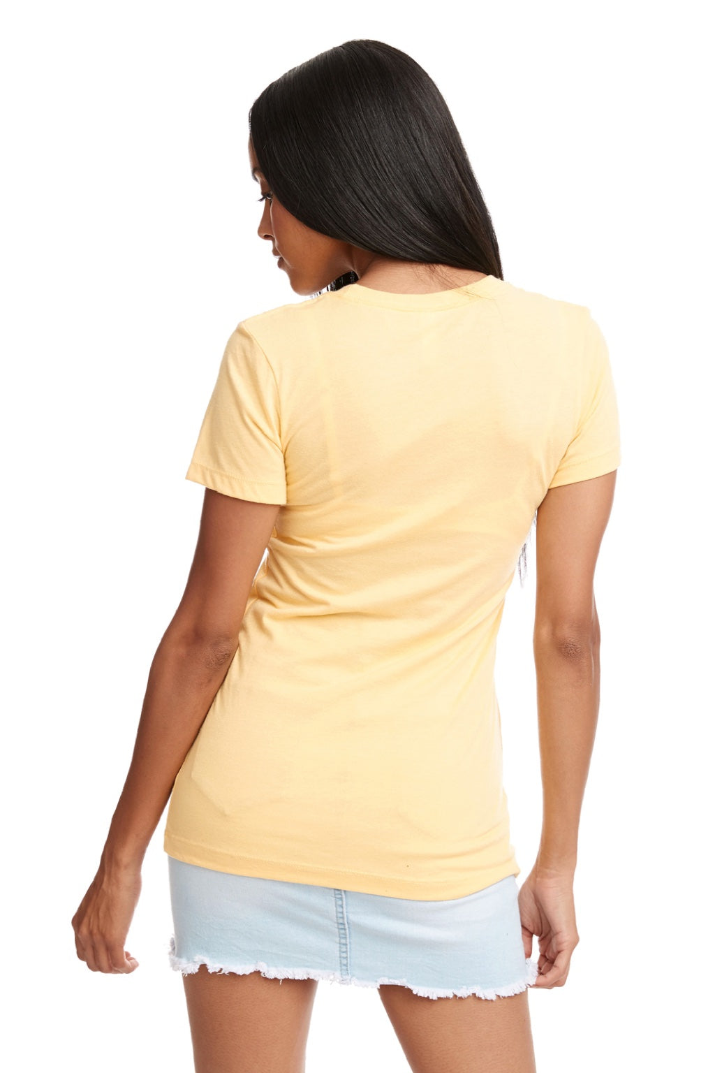 Next Level 1510 Womens Ideal Jersey Short Sleeve Crewneck T-Shirt Banana Cream Yellow Model Back