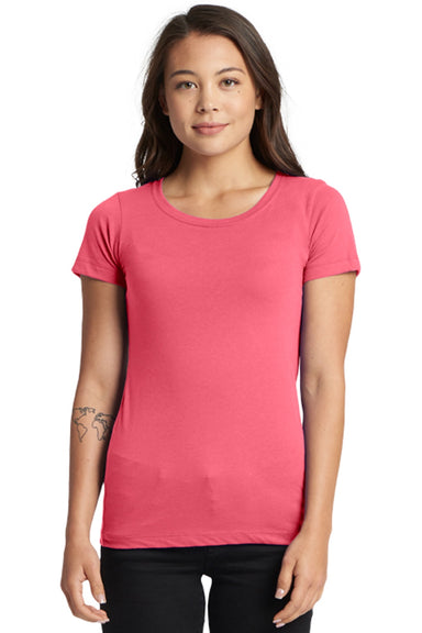 Next Level 1510 Womens Ideal Jersey Short Sleeve Crewneck T-Shirt Hot Pink Model Front