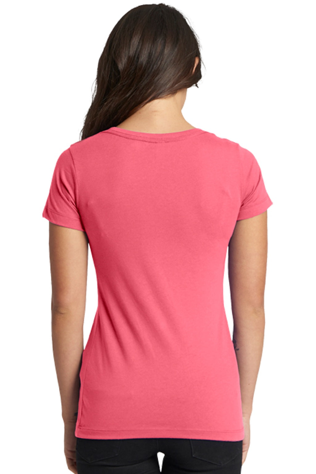 Next Level 1510 Womens Ideal Jersey Short Sleeve Crewneck T-Shirt Hot Pink Model Back