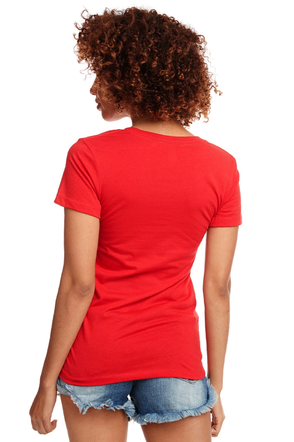 Next Level 1510 Womens Ideal Jersey Short Sleeve Crewneck T-Shirt Red Model Back