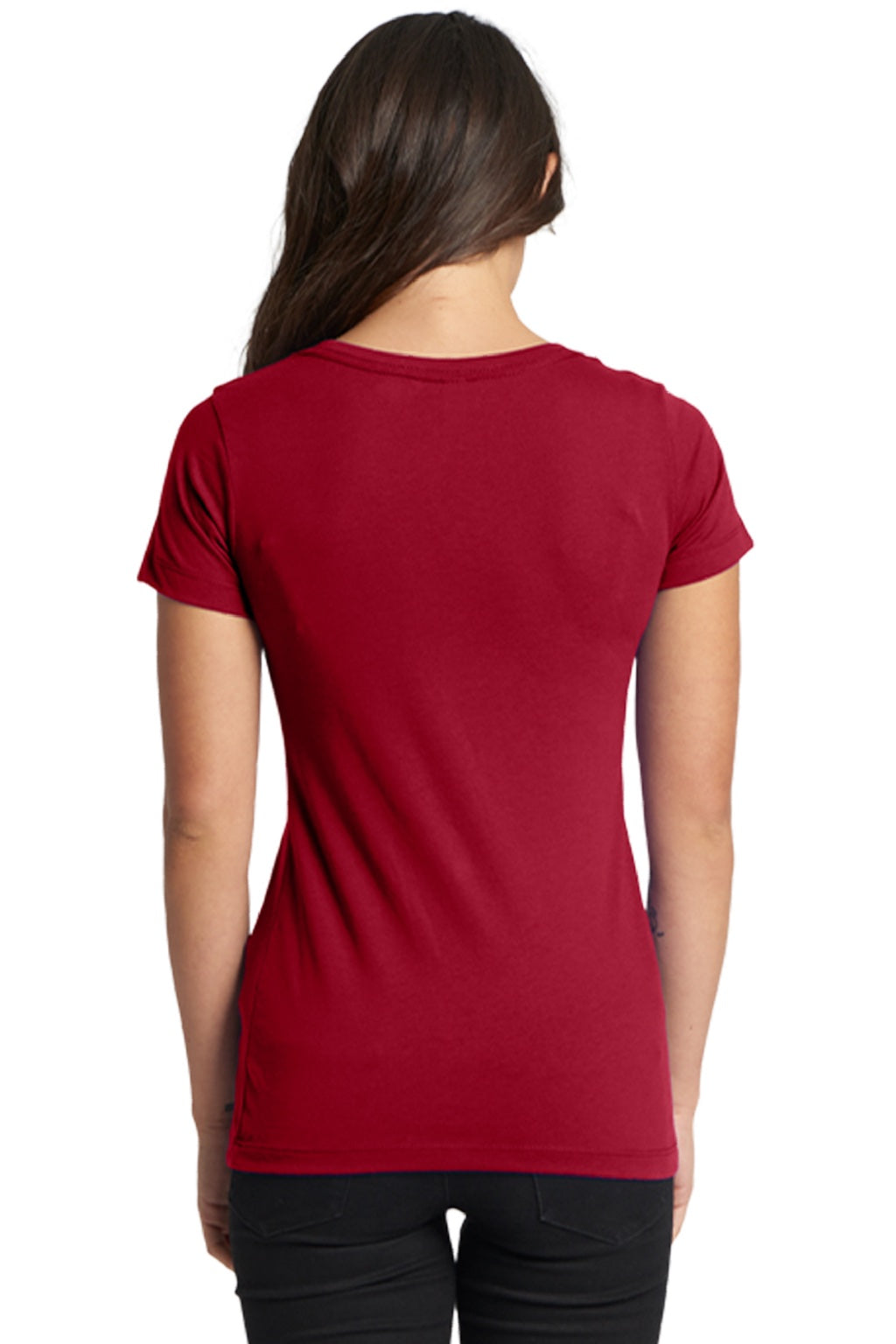 Next Level 1510 Womens Ideal Jersey Short Sleeve Crewneck T-Shirt Cardinal Red Model Back