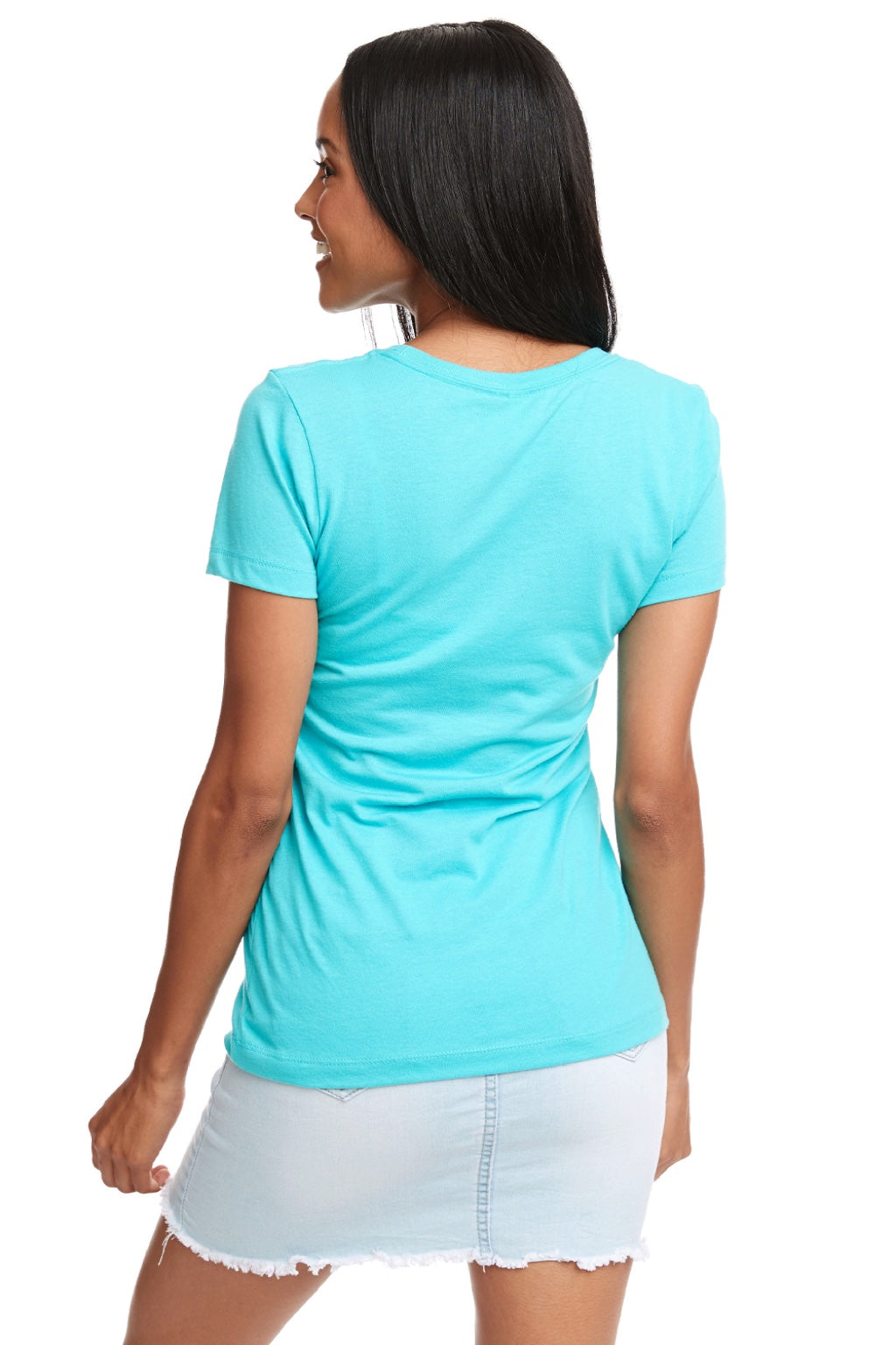 Next Level 1510 Womens Ideal Jersey Short Sleeve Crewneck T-Shirt Tahiti Blue Model Back